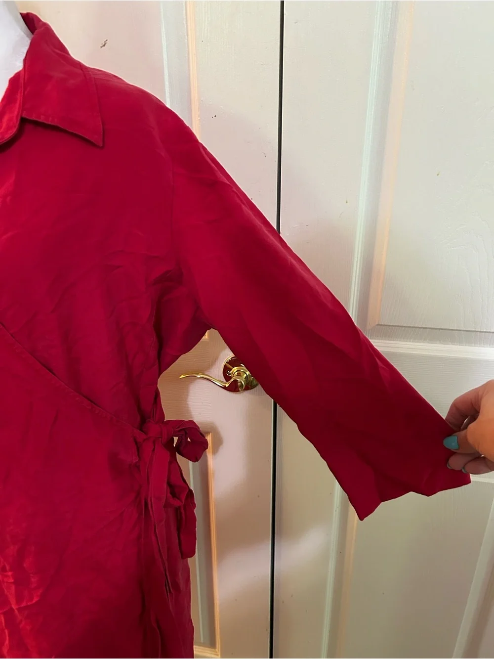 Coldwater Creek red silk wrap dress, size 18 - Picture 3 of 5